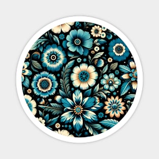 Blue Floral Pattern Magnet